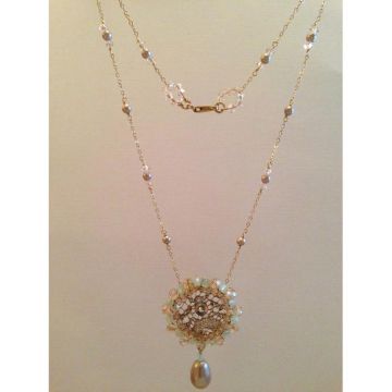 Opal French Metal Lace Necklace
